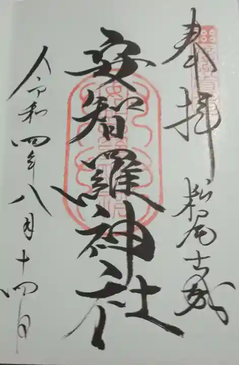 安智羅神社(松尾古城跡)の御朱印