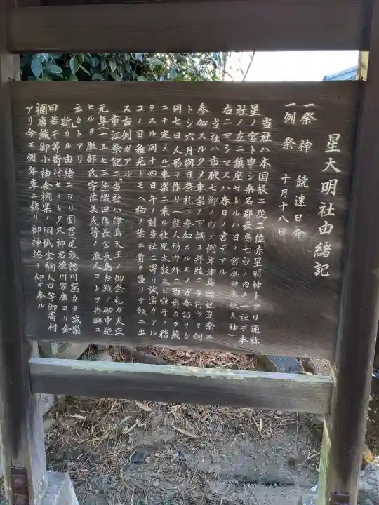 星大明社の{uncategorized: "未分類", other: "その他", undefined: "問題あり", building: "その他建物", grave: "お墓", sacred_gate: "鳥居", guardian: "狛犬", statue: "像", buddha: "仏像", history: "歴史", nature: "自然", garden: "庭園", animal: "動物", pagoda: "塔", temizu: "手水舎", mountain_gate: "山門・神門", sanctuary: "本殿・本堂", subordinate: "末社・摂社", art: "芸術", scenery: "景色", jizo: "地蔵", ema: "絵馬", goshuin: "御朱印", omikuji: "おみくじ", items: "授与品その他", amulet: "お守り", goshuincho: "御朱印帳", eats: "食事", festival: "お祭り", votive_dance: "神楽", shichigosan: "七五三参", wedding: "結婚式", experience: "体験その他", initially: "初詣", around: "周辺", anti_infection: "感染症対策"}