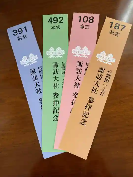 諏訪大社下社秋宮の授与品その他