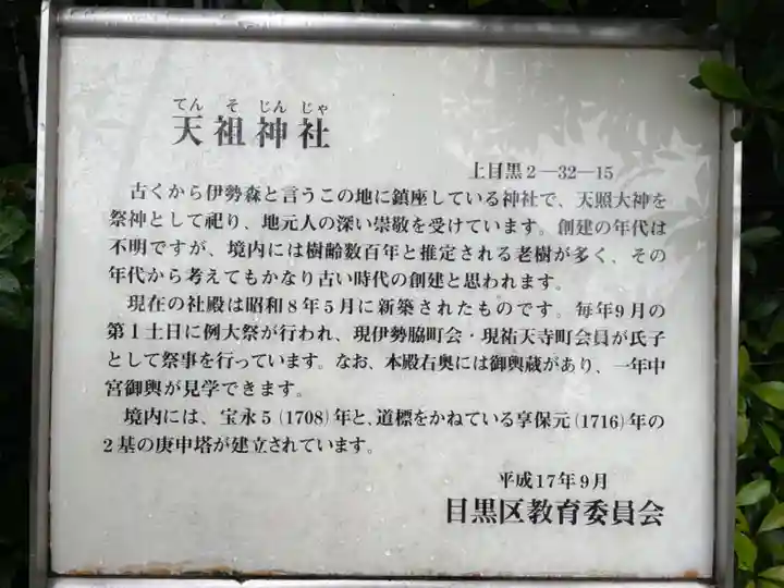 天祖神社(上目黒天祖神社)の歴史