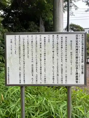 喜多見氷川神社の{uncategorized: "未分類", other: "その他", undefined: "問題あり", building: "その他建物", grave: "お墓", sacred_gate: "鳥居", guardian: "狛犬", statue: "像", buddha: "仏像", history: "歴史", nature: "自然", garden: "庭園", animal: "動物", pagoda: "塔", temizu: "手水舎", mountain_gate: "山門・神門", sanctuary: "本殿・本堂", subordinate: "末社・摂社", art: "芸術", scenery: "景色", jizo: "地蔵", ema: "絵馬", goshuin: "御朱印", omikuji: "おみくじ", items: "授与品その他", amulet: "お守り", goshuincho: "御朱印帳", eats: "食事", festival: "お祭り", votive_dance: "神楽", shichigosan: "七五三参", wedding: "結婚式", experience: "体験その他", initially: "初詣", around: "周辺", anti_infection: "感染症対策"}