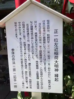 正一位左近稲荷大明神の歴史