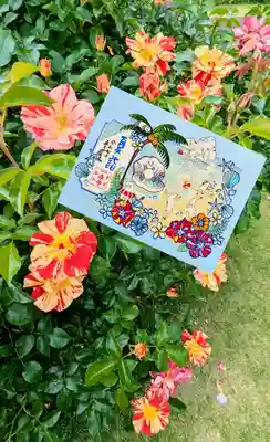 切り絵御朱印『鳥獣戯画 〜夏〜』
背景は京成バラ園の“きらり”とゆうバラ🌹