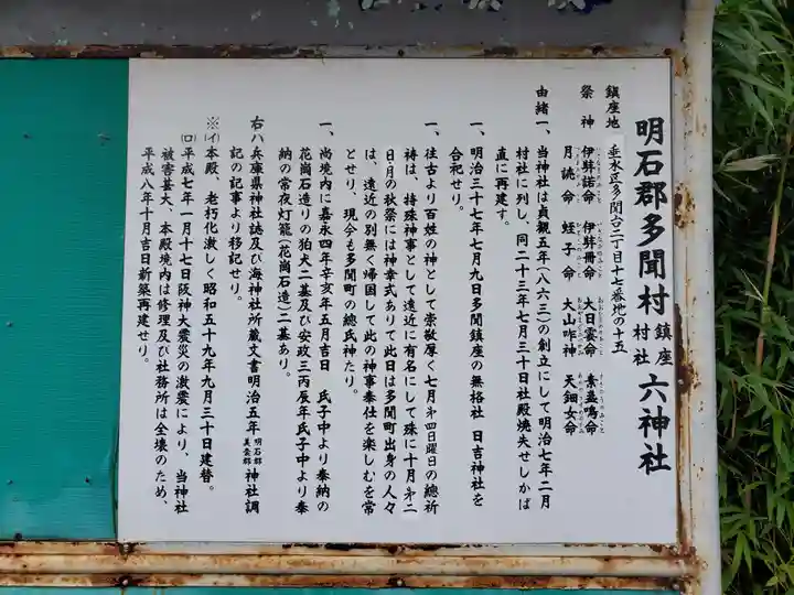 多聞六神社の歴史