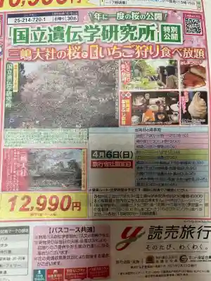 三嶋大社の{uncategorized: "未分類", other: "その他", undefined: "問題あり", building: "その他建物", grave: "お墓", sacred_gate: "鳥居", guardian: "狛犬", statue: "像", buddha: "仏像", history: "歴史", nature: "自然", garden: "庭園", animal: "動物", pagoda: "塔", temizu: "手水舎", mountain_gate: "山門・神門", sanctuary: "本殿・本堂", subordinate: "末社・摂社", art: "芸術", scenery: "景色", jizo: "地蔵", ema: "絵馬", goshuin: "御朱印", omikuji: "おみくじ", items: "授与品その他", amulet: "お守り", goshuincho: "御朱印帳", eats: "食事", festival: "お祭り", votive_dance: "神楽", shichigosan: "七五三参", wedding: "結婚式", experience: "体験その他", initially: "初詣", around: "周辺", anti_infection: "感染症対策"}