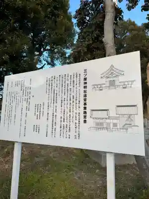 神明社（三ツ屋神明社）の{uncategorized: "未分類", other: "その他", undefined: "問題あり", building: "その他建物", grave: "お墓", sacred_gate: "鳥居", guardian: "狛犬", statue: "像", buddha: "仏像", history: "歴史", nature: "自然", garden: "庭園", animal: "動物", pagoda: "塔", temizu: "手水舎", mountain_gate: "山門・神門", sanctuary: "本殿・本堂", subordinate: "末社・摂社", art: "芸術", scenery: "景色", jizo: "地蔵", ema: "絵馬", goshuin: "御朱印", omikuji: "おみくじ", items: "授与品その他", amulet: "お守り", goshuincho: "御朱印帳", eats: "食事", festival: "お祭り", votive_dance: "神楽", shichigosan: "七五三参", wedding: "結婚式", experience: "体験その他", initially: "初詣", around: "周辺", anti_infection: "感染症対策"}