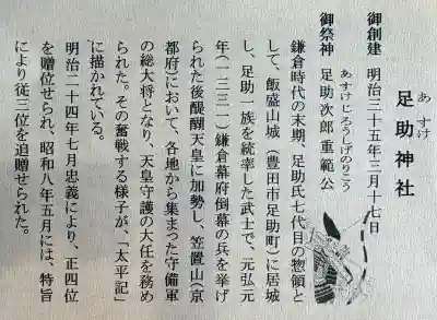 足助神社の{uncategorized: "未分類", other: "その他", undefined: "問題あり", building: "その他建物", grave: "お墓", sacred_gate: "鳥居", guardian: "狛犬", statue: "像", buddha: "仏像", history: "歴史", nature: "自然", garden: "庭園", animal: "動物", pagoda: "塔", temizu: "手水舎", mountain_gate: "山門・神門", sanctuary: "本殿・本堂", subordinate: "末社・摂社", art: "芸術", scenery: "景色", jizo: "地蔵", ema: "絵馬", goshuin: "御朱印", omikuji: "おみくじ", items: "授与品その他", amulet: "お守り", goshuincho: "御朱印帳", eats: "食事", festival: "お祭り", votive_dance: "神楽", shichigosan: "七五三参", wedding: "結婚式", experience: "体験その他", initially: "初詣", around: "周辺", anti_infection: "感染症対策"}