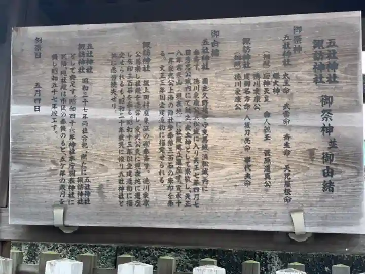 五社神社 諏訪神社の御朱印