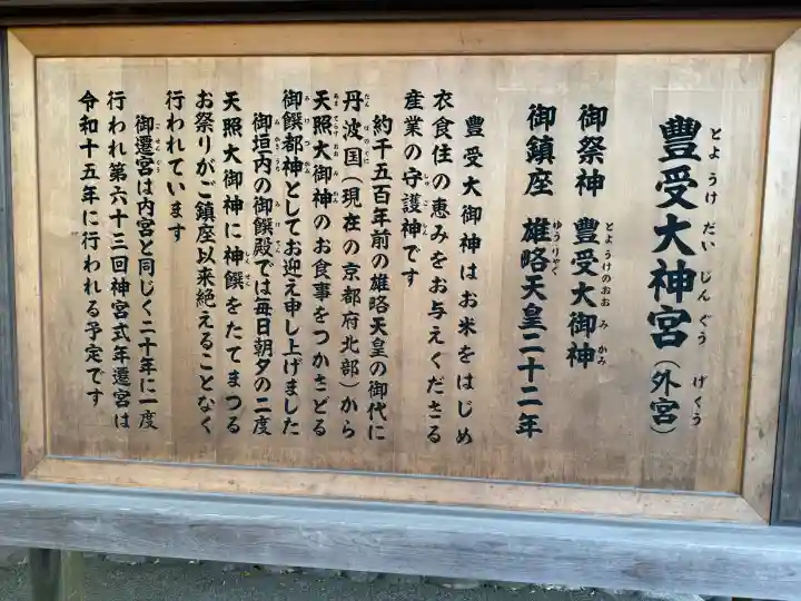 伊勢神宮外宮(豊受大神宮)の{uncategorized: "未分類", other: "その他", undefined: "問題あり", building: "その他建物", grave: "お墓", sacred_gate: "鳥居", guardian: "狛犬", statue: "像", buddha: "仏像", history: "歴史", nature: "自然", garden: "庭園", animal: "動物", pagoda: "塔", temizu: "手水舎", mountain_gate: "山門・神門", sanctuary: "本殿・本堂", subordinate: "末社・摂社", art: "芸術", scenery: "景色", jizo: "地蔵", ema: "絵馬", goshuin: "御朱印", omikuji: "おみくじ", items: "授与品その他", amulet: "お守り", goshuincho: "御朱印帳", eats: "食事", festival: "お祭り", votive_dance: "神楽", shichigosan: "七五三参", wedding: "結婚式", experience: "体験その他", initially: "初詣", around: "周辺", anti_infection: "感染症対策"}