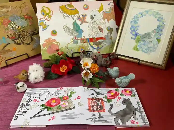 八幡神社の{uncategorized: "未分類", other: "その他", undefined: "問題あり", building: "その他建物", grave: "お墓", sacred_gate: "鳥居", guardian: "狛犬", statue: "像", buddha: "仏像", history: "歴史", nature: "自然", garden: "庭園", animal: "動物", pagoda: "塔", temizu: "手水舎", mountain_gate: "山門・神門", sanctuary: "本殿・本堂", subordinate: "末社・摂社", art: "芸術", scenery: "景色", jizo: "地蔵", ema: "絵馬", goshuin: "御朱印", omikuji: "おみくじ", items: "授与品その他", amulet: "お守り", goshuincho: "御朱印帳", eats: "食事", festival: "お祭り", votive_dance: "神楽", shichigosan: "七五三参", wedding: "結婚式", experience: "体験その他", initially: "初詣", around: "周辺", anti_infection: "感染症対策"}