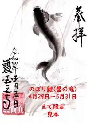 のぼり鯉(お預かりでの直書き)
授与料:1000円(色紙以上の大きさは2000円)