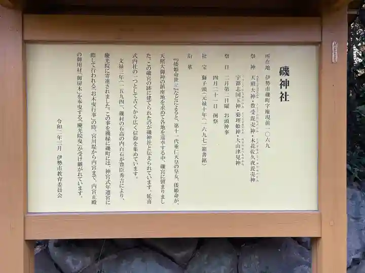 磯神社の{uncategorized: "未分類", other: "その他", undefined: "問題あり", building: "その他建物", grave: "お墓", sacred_gate: "鳥居", guardian: "狛犬", statue: "像", buddha: "仏像", history: "歴史", nature: "自然", garden: "庭園", animal: "動物", pagoda: "塔", temizu: "手水舎", mountain_gate: "山門・神門", sanctuary: "本殿・本堂", subordinate: "末社・摂社", art: "芸術", scenery: "景色", jizo: "地蔵", ema: "絵馬", goshuin: "御朱印", omikuji: "おみくじ", items: "授与品その他", amulet: "お守り", goshuincho: "御朱印帳", eats: "食事", festival: "お祭り", votive_dance: "神楽", shichigosan: "七五三参", wedding: "結婚式", experience: "体験その他", initially: "初詣", around: "周辺", anti_infection: "感染症対策"}