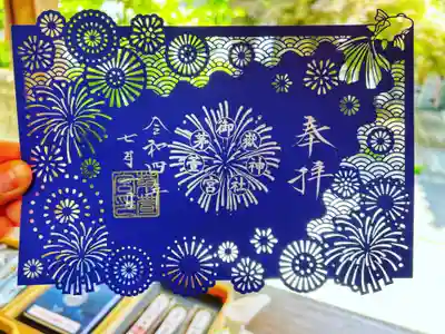 夜空に花火が揚がる中
金魚が泳ぎ、泳跡ができた様子