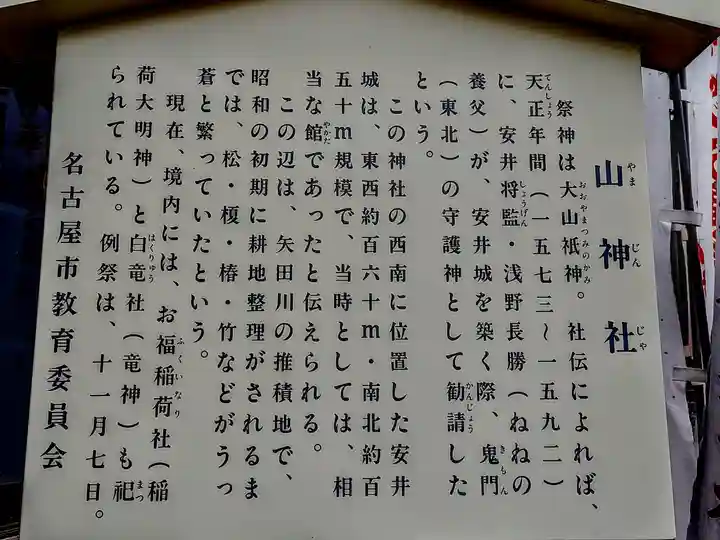 山神社・お福稲荷社・白龍大神の歴史