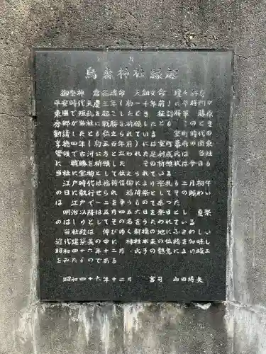 烏森神社の{uncategorized: "未分類", other: "その他", undefined: "問題あり", building: "その他建物", grave: "お墓", sacred_gate: "鳥居", guardian: "狛犬", statue: "像", buddha: "仏像", history: "歴史", nature: "自然", garden: "庭園", animal: "動物", pagoda: "塔", temizu: "手水舎", mountain_gate: "山門・神門", sanctuary: "本殿・本堂", subordinate: "末社・摂社", art: "芸術", scenery: "景色", jizo: "地蔵", ema: "絵馬", goshuin: "御朱印", omikuji: "おみくじ", items: "授与品その他", amulet: "お守り", goshuincho: "御朱印帳", eats: "食事", festival: "お祭り", votive_dance: "神楽", shichigosan: "七五三参", wedding: "結婚式", experience: "体験その他", initially: "初詣", around: "周辺", anti_infection: "感染症対策"}