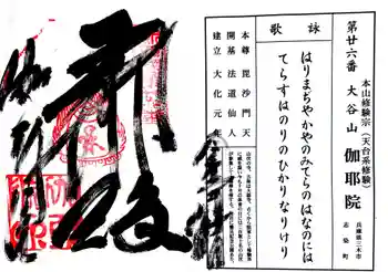 伽耶院の御朱印 2023年11月