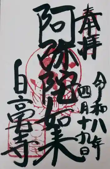 白毫寺の御朱印 2026年04月