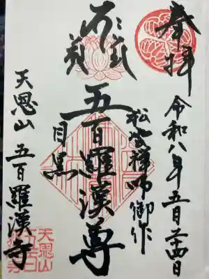 五百羅漢寺の御朱印