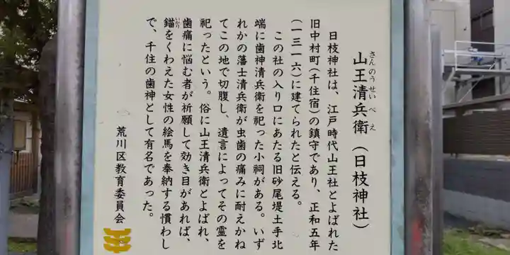 南千住日枝神社の歴史