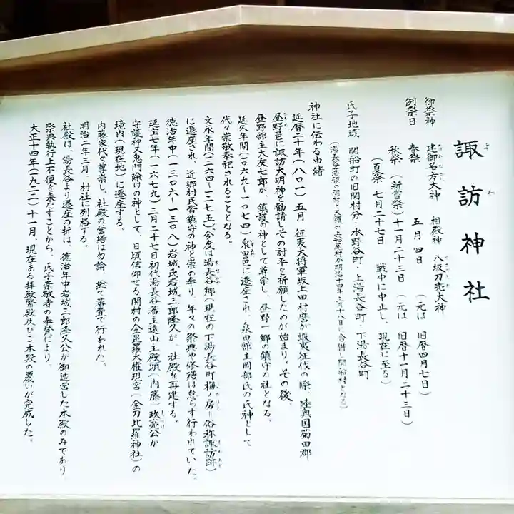 諏訪神社(旧湯長谷藩領総鎮守)の歴史