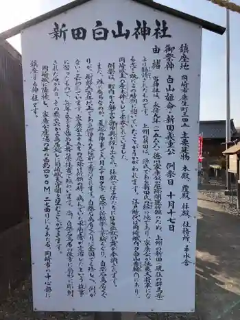 新田白山神社の御朱印 2022年03月