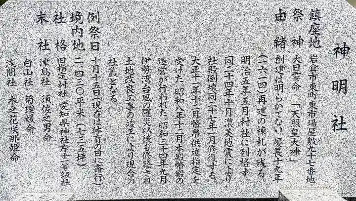 神明社(東町)の歴史