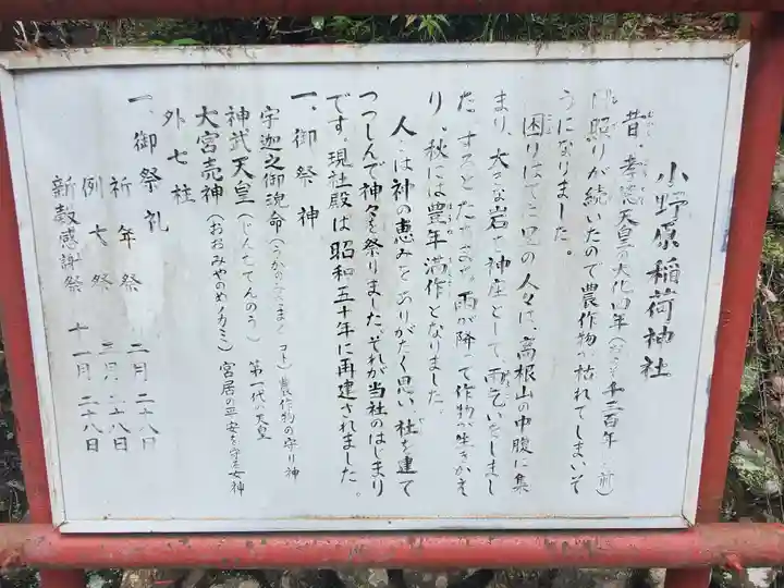 小野原稲荷神社の歴史